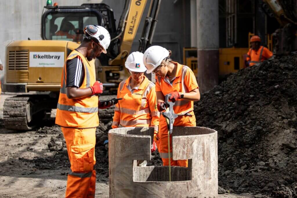 Construction engineers at work