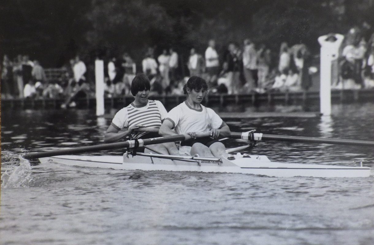 black and white photo of a women's pair