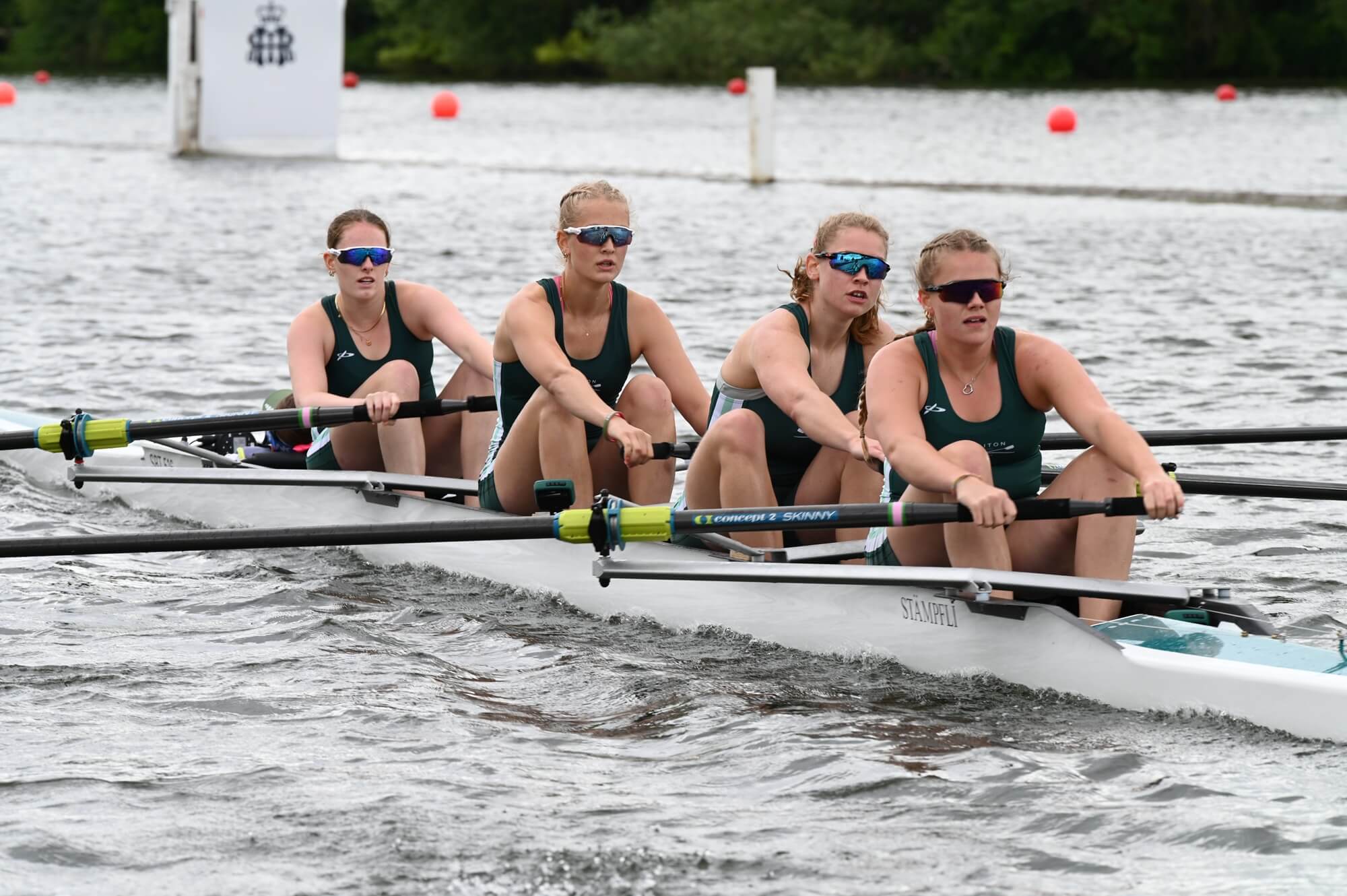 Junior women's coxed four racing