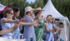 HWR Friends cheering on a race from the Chairman's Enclosure