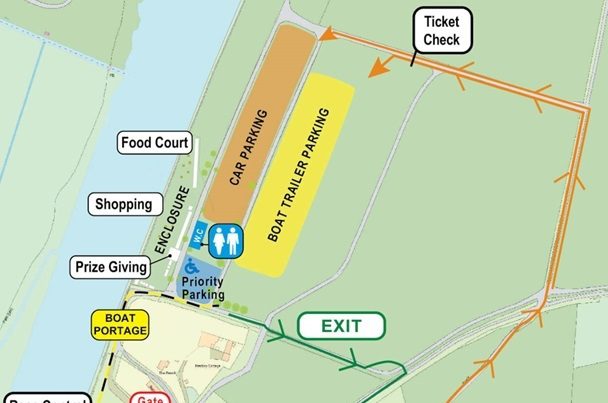 Section of site map focused on priority parking area