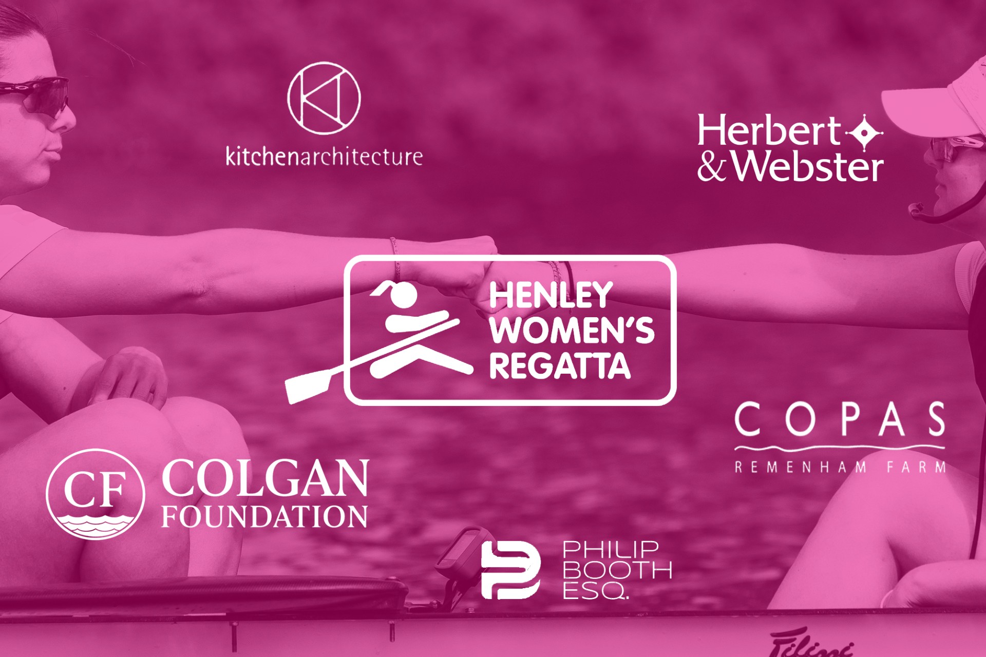 Five partner logos on a pink background